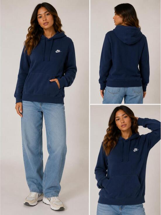 Nike Tops - Nike Navy Blue Pullover Hoodie with Logo